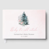 Baby its cold outside Pink Silver Baby Shower Gastenboek (Voorkant)