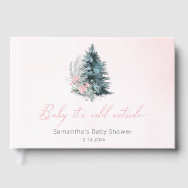 Baby its cold outside Pink Silver Baby Shower Gastenboek