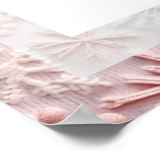 Baby It's Cold Outside Pink Silver Baby Shower Poster (Hoek)