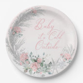 Baby its cold outside Pink Winter  Papieren Bordje (Voorkant)
