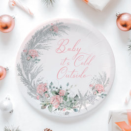 Baby its cold outside Pink Winter  Papieren Bordje