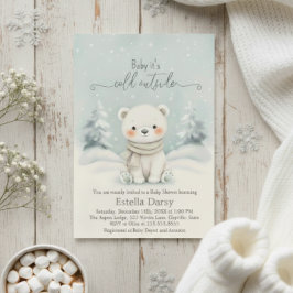 Baby It's Cold Outside Polar Bear Baby Shower Kaart