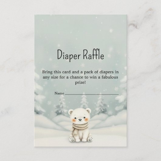 Baby It's Cold Outside Polar Bear Diaper Raffle Informatiekaartje (Voorkant)