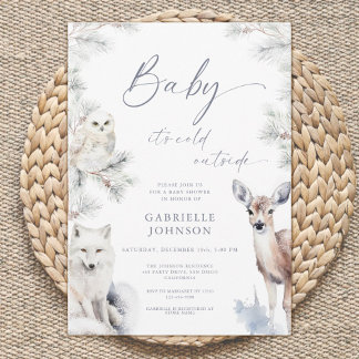 Baby It's Cold Outside QR Code Baby Shower Kaart