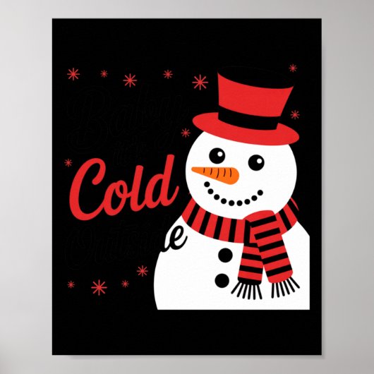 Baby It's Cold Outside Retro Christmas Long Sleeve Poster (Voorkant)