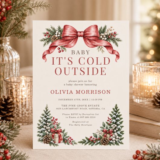 Baby It's Cold Outside Rode Baby Shower Kaart