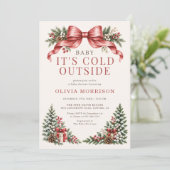 Baby It's Cold Outside Rode Baby Shower Kaart (Staand voorkant)