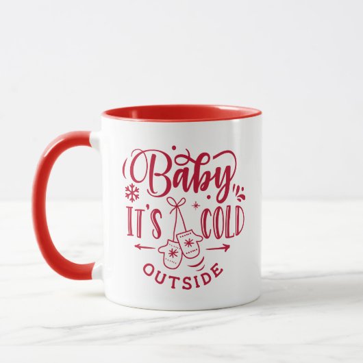 Baby It's Cold Outside Rode Kerstmis Mok (Links)