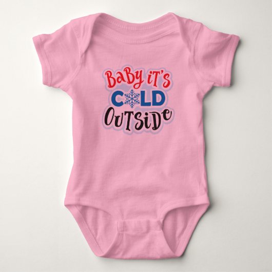 Baby It's Cold Outside Roze Baby Body Romper (Voorkant)