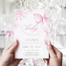 Baby It's Cold Outside Roze Baby Shower Uitnodigin Kaart