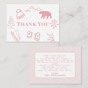 Baby It's Cold Outside Roze Babyshower Dankjewel Notitiekaartje