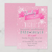 BABY IT'S COLD OUTSIDE Roze babyshower uitnodiging (Voorkant / Achterkant)