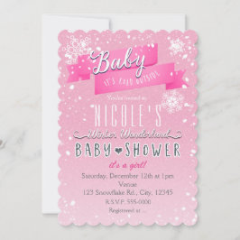 BABY IT'S COLD OUTSIDE Roze babyshower uitnodiging