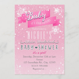 BABY IT'S COLD OUTSIDE Roze Babyshower Uitnodiging