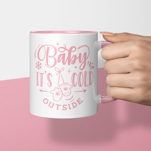 Baby It's Cold Outside Roze Kerstmis Mok