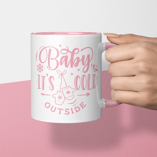 Baby It's Cold Outside Roze Kerstmis Mok