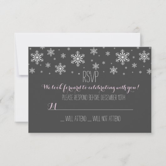 Baby it's Cold Outside Roze RSVP Kaart (Voorkant)