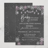 Baby It's Cold Outside Roze Sneeuwvlok Metsonen Po Kaart (Voorkant / Achterkant)