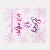Baby It's Cold Outside Roze Sneeuwvlokken Script M Fleece Deken (Voorkant (Horizontaal))