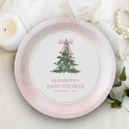 Baby It's Cold Outside Roze Strik Baby Shower Papieren Bordje