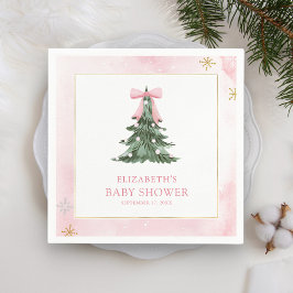 Baby It's Cold Outside Roze Strik Baby Shower Servet