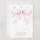 Baby It's Cold Outside Roze Strik Winter Baby Borr Kaart (Voorkant)