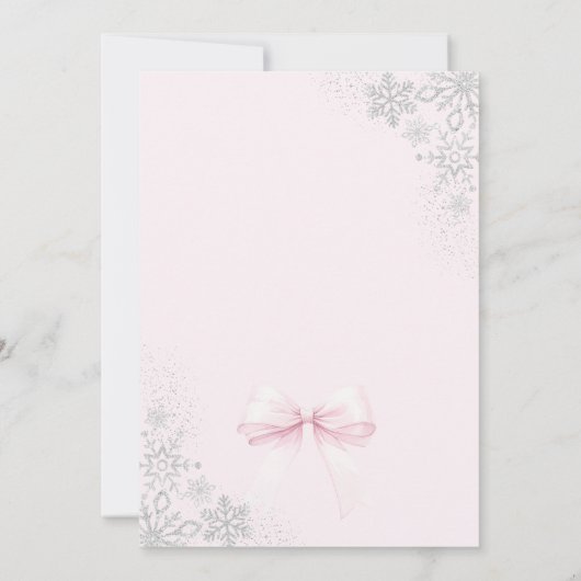 Baby It's Cold Outside Roze Strik Winter Baby Borr Kaart (Achterkant)