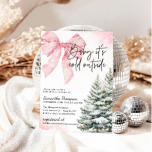 Baby It's Cold Outside Roze Strik Winter Baby Borr Kaart