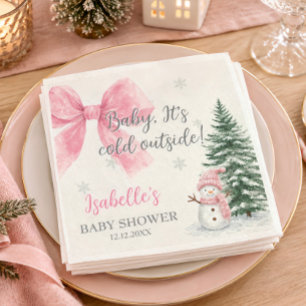 Baby It's Cold Outside Roze Winter Baby Shower Servet