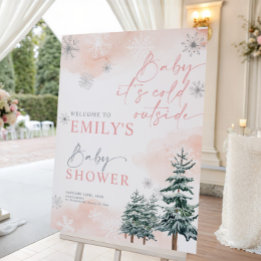 Baby It's Cold Outside Roze Winter Welkomstbord