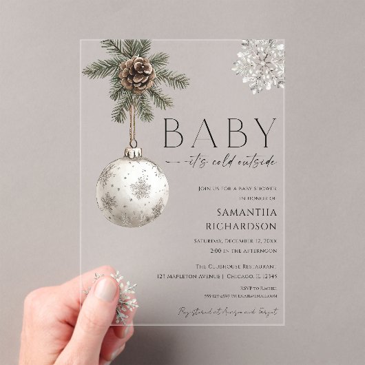 Baby it's cold outside rustic boho baby shower acryl uitnodigingen (Insitu (Draagbaar))
