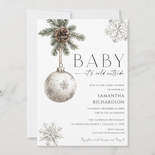 Baby it's cold outside rustic boho baby shower kaart (Voorkant)