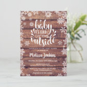 Baby It's Cold Outside Rustic Winter Baby Shower Kaart (Staand voorkant)