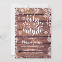 Baby It's Cold Outside Rustic Winter Baby Shower Kaart