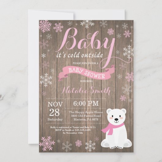 Baby It's Cold Outside Rustic Winter Baby Shower Kaart (Voorkant)