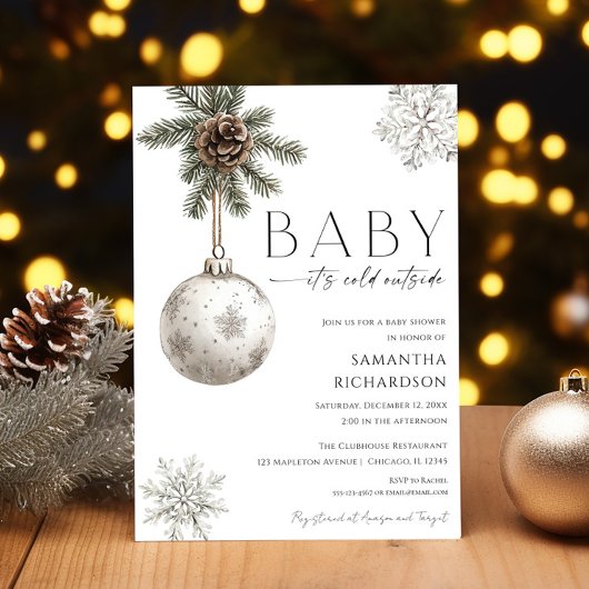 Baby it's cold outside rustieke boho baby shower kaart