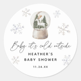 Baby It's Cold Outside Sneeuwbol Baby Shower Ronde Sticker