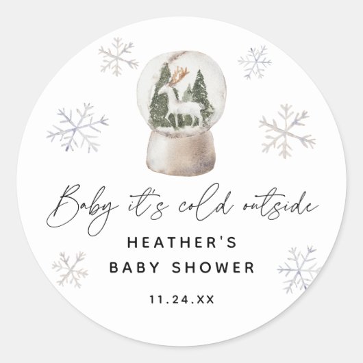 Baby It's Cold Outside Sneeuwbol Baby Shower Ronde Sticker (Voorkant)