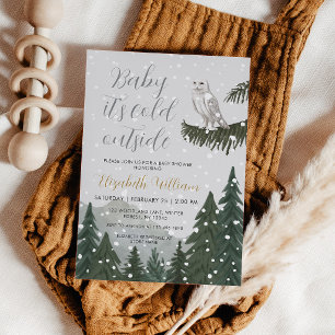 Baby It's Cold Outside Sneeuwuil Baby Shower Kaart