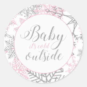 Baby It's Cold Outside Sneeuwvlok Baby Shower Ronde Sticker