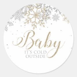 Baby It's Cold Outside Sneeuwvlok Baby Shower Ronde Sticker