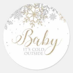 Baby It's Cold Outside Sneeuwvlok Baby Shower Ronde Sticker