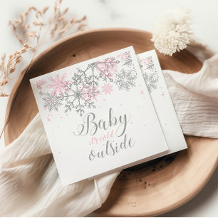 Baby It's Cold Outside Sneeuwvlok Baby Shower Servet