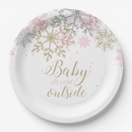 Baby It's Cold Outside Sneeuwvlokje Baby Shower Pa Papieren Bordje