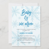 Baby Its Cold Outside Snowflakes Boy Baby Shower Kaart (Voorkant)