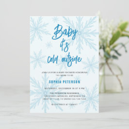 Baby Its Cold Outside Snowflakes Boy Baby Shower Kaart