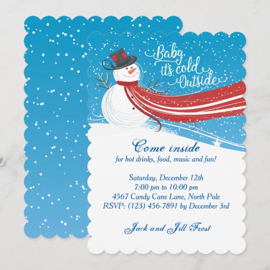 Baby It's Cold Outside Snowman Christmas Party Kaart (Voorkant / Achterkant)