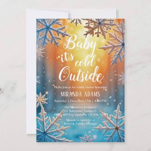 Baby Its Cold Outside Snowy Winter Baby Shower Kaart (Voorkant)