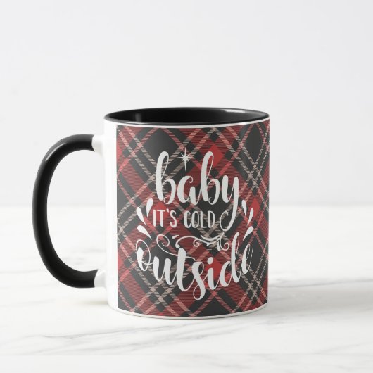 Baby It's Cold Outside Tartan Kerstfeest Mok (Links)