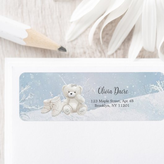 Baby, It's Cold Outside Teddy Bear Return Address  Etiket